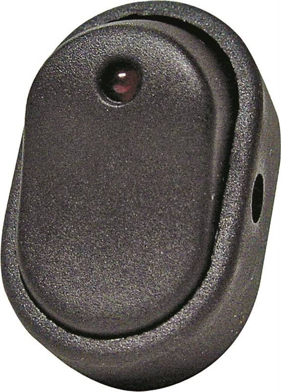 Black Oval Rocker Red Led