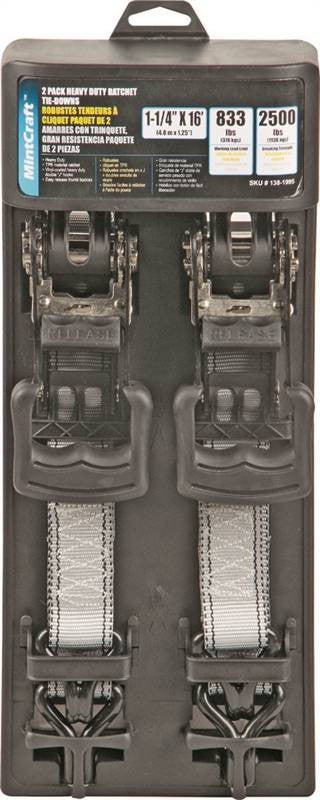 1.25x16' Ratchet Tiedown 2pk