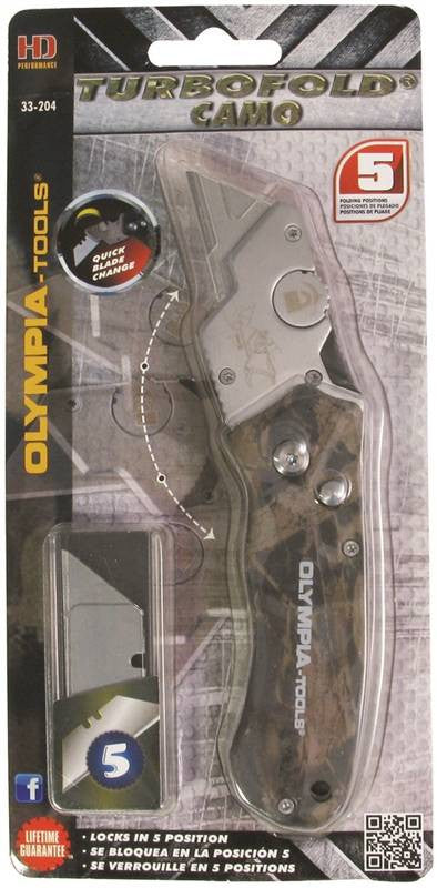 Knife Folding Camo Utility Grn