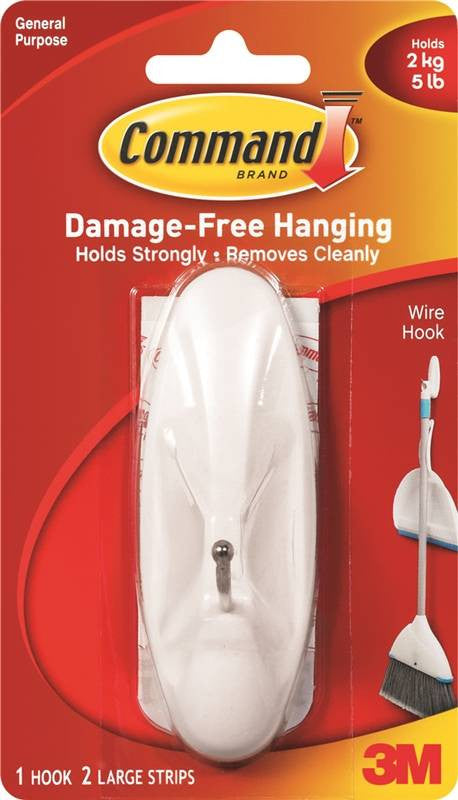 Hook Wire Adhesive Lg White