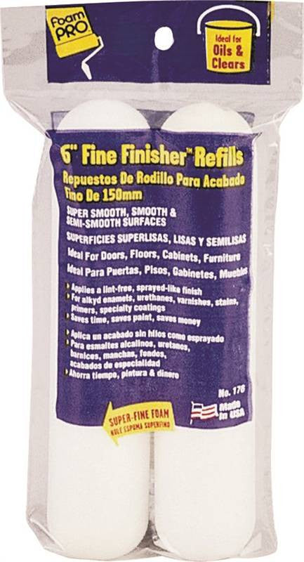 Roller Cover Foam 2pk 6x3-8in
