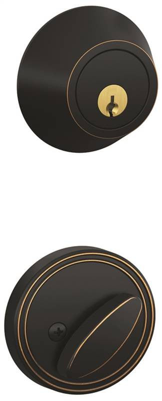 Lock Deadbolt Sngl Cyl Agedbrz
