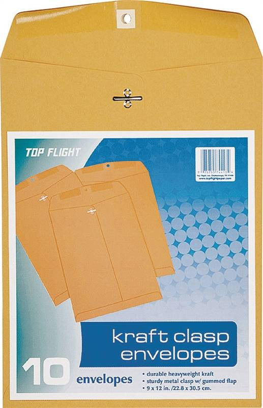 Envelopes Clasp Brn 9x12in