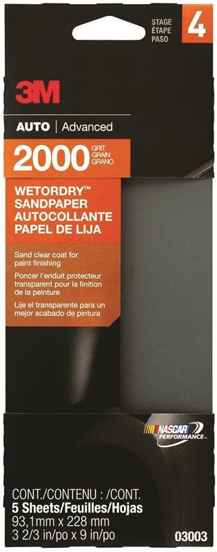 Sandpaper W-d 2000g 3-2-3x9in