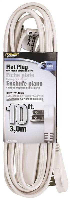 Cord Exten Flat Plug 10ft Wht