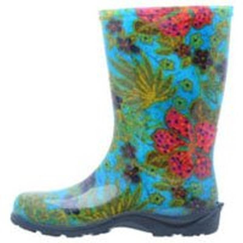 Boot Gardn Tall Blue Prnt Sz10