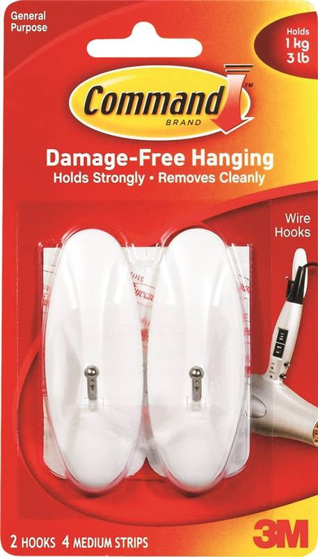 Hook Wire Adhesive Med White
