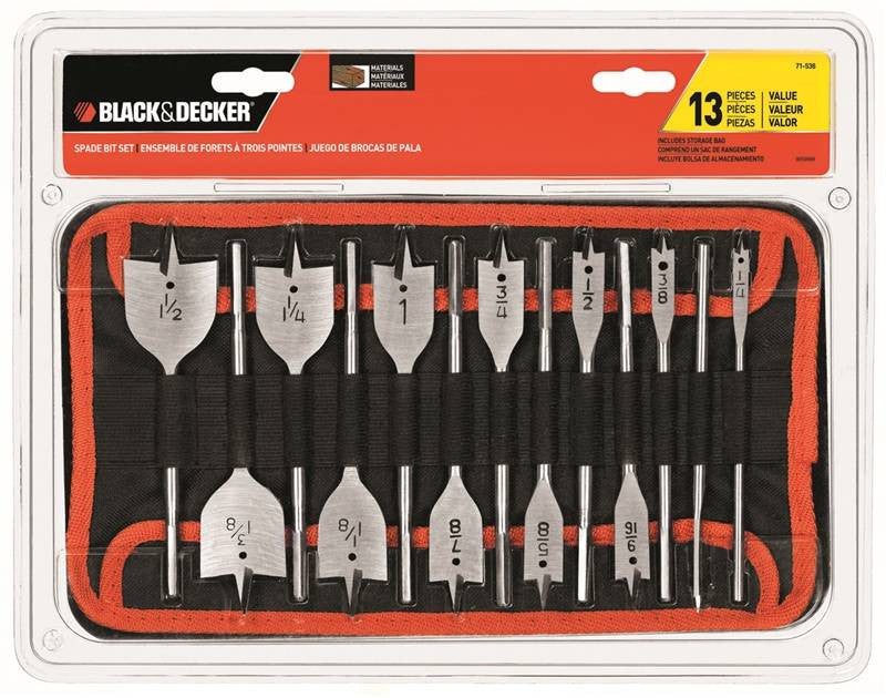 13pc Spade Bit Set W-softcase