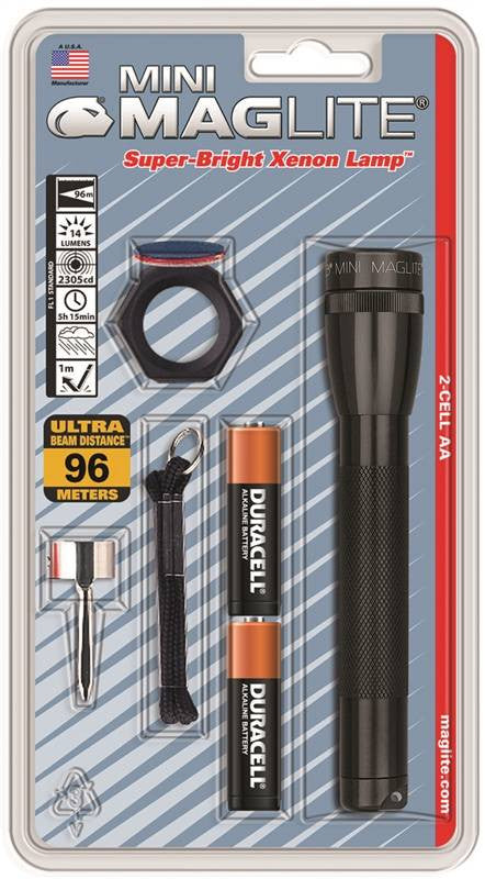 Flshlt Mini Blk W-2 Aa Batt