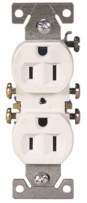 Recpt Duplex Std 3wire 15a Wht