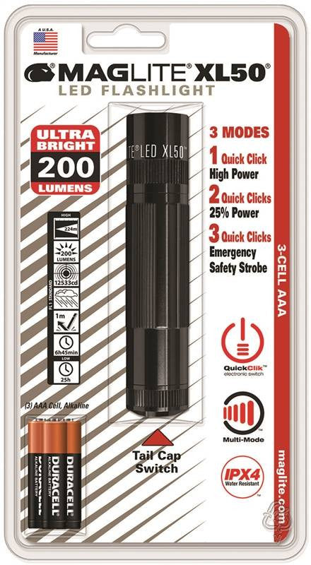Flashlight Led 3aaa Adj Al Blk