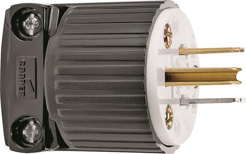 Black Industrial 3 Wire Plug