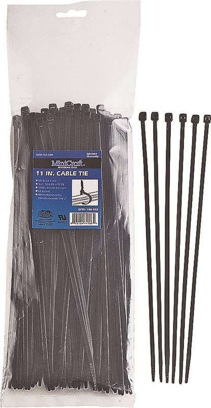 Cable Tie 11in 50lb Blk 100pc