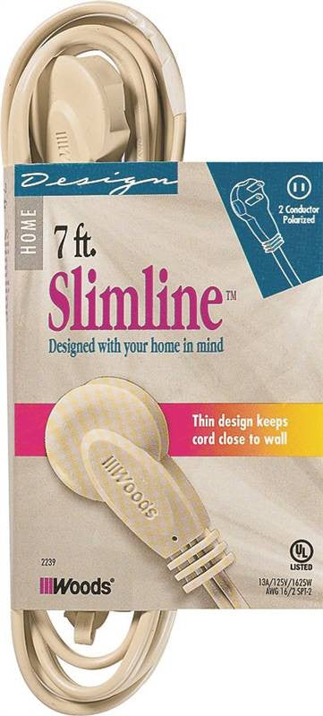 Cord Ext Indr Slm 16-2x7ft Tan
