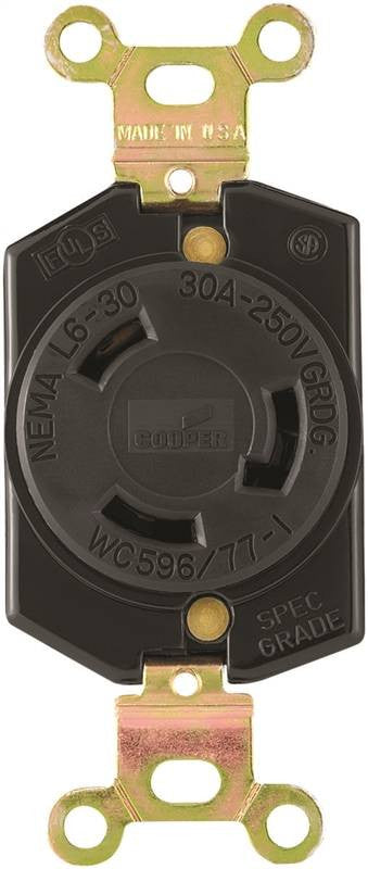 Recpt Single Lock 30a 250v Blk