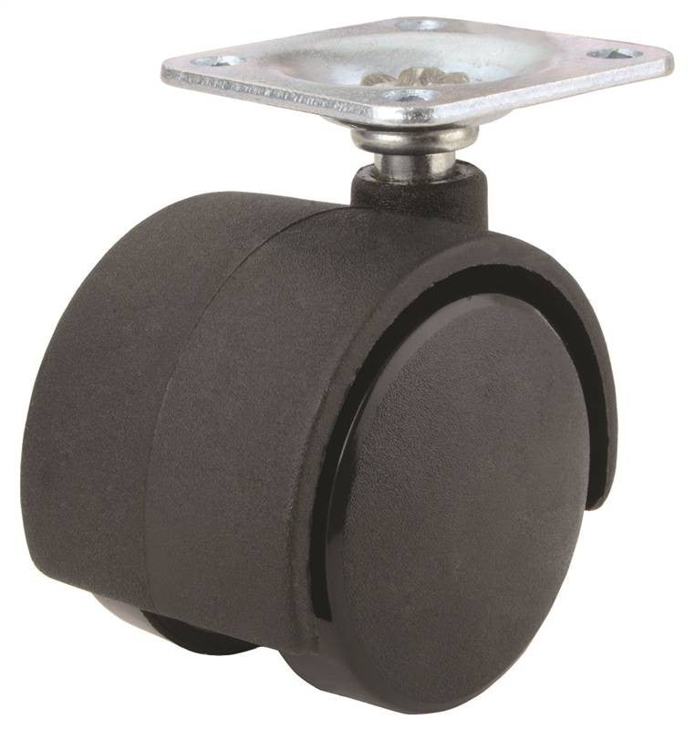 Caster 2-wheel Plate 1-5-8 Blk