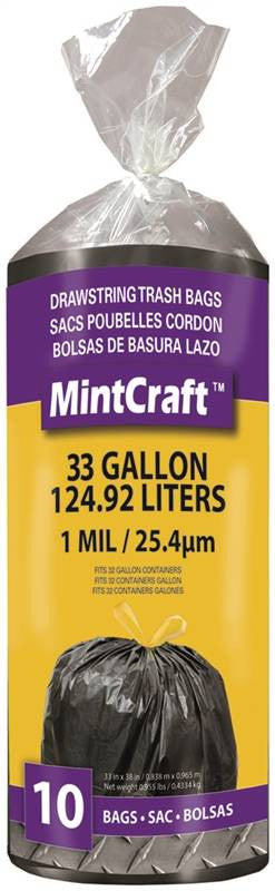Trash Bag Drawstrng 33gal 10ct