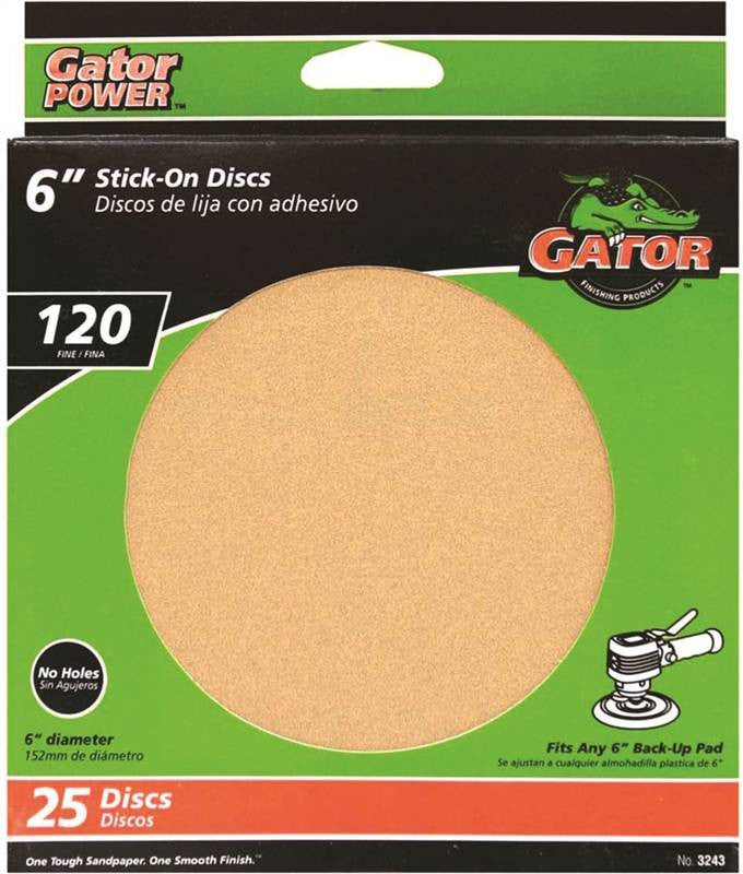 6in Gold Stick-on Disc 120#
