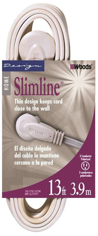 Cord Ext Thn Plg 16-3x13ft Wht