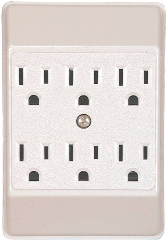 Wht 6outlet 3wire Tap