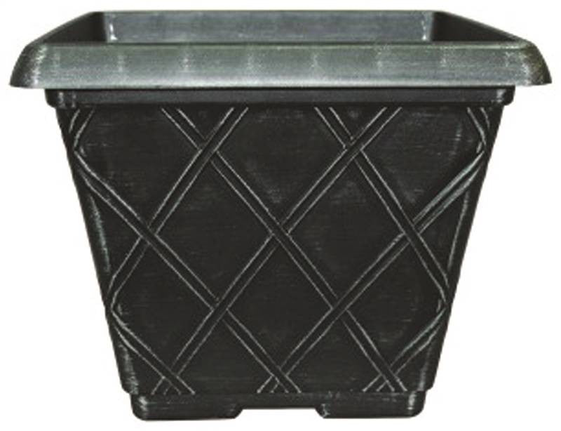 Planter 16in Square Silv Brush