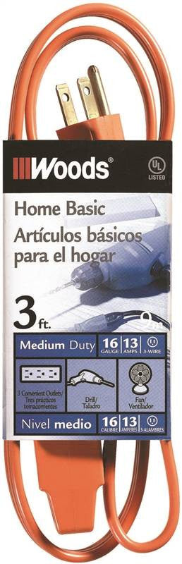 Cord Ext Indr 3out16-3x3ft Org