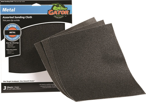 Clth Emery 9x11in 3pk Assorted