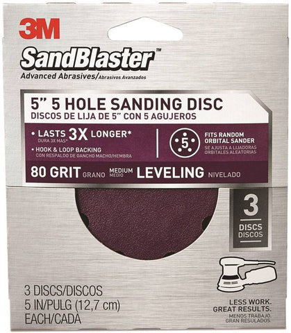 5in 5hole Disc 80grt 3pk