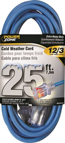 Cord Ext Cold Lt 12-3x25ft Blu
