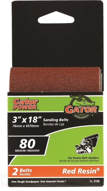 3x18in 80grit Alum Ox Belt 2pk