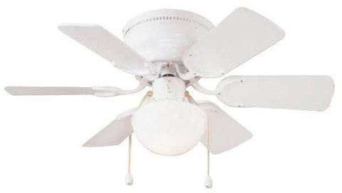 Fan Ceil Hugr 30in6bld-1lt Wht