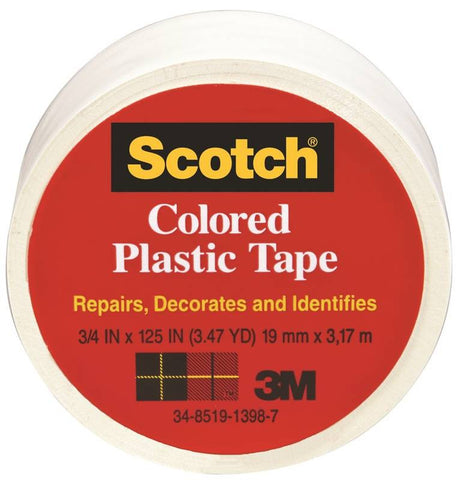 Tape Plastic White 3-4x125in
