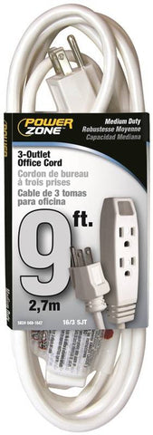 Cord Ext White 3out 9ft Office