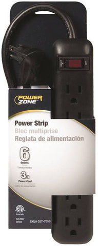 Power Strip Blk 6out 3ft