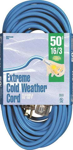 Cord Ext Coldflx 16-3x50ft Blu