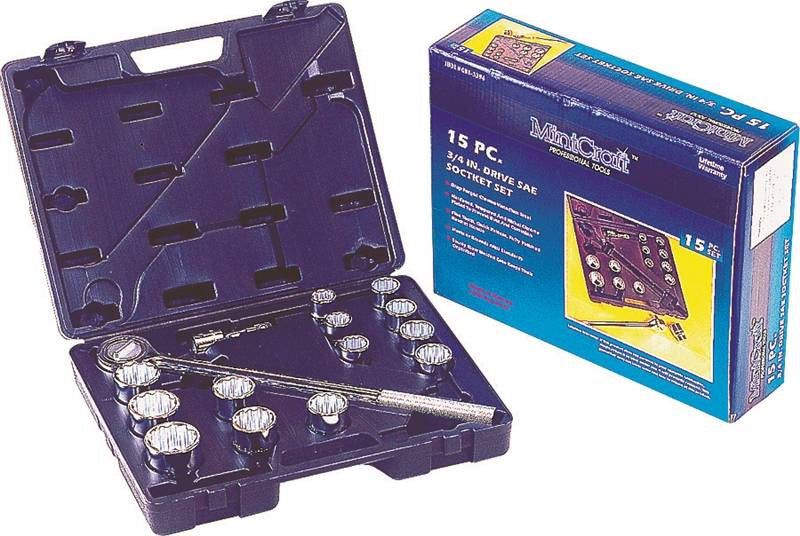 Socket Set 15pc 3-4drive Sae