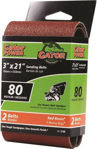 3x21in 80grit Alum Ox Belt 2pk