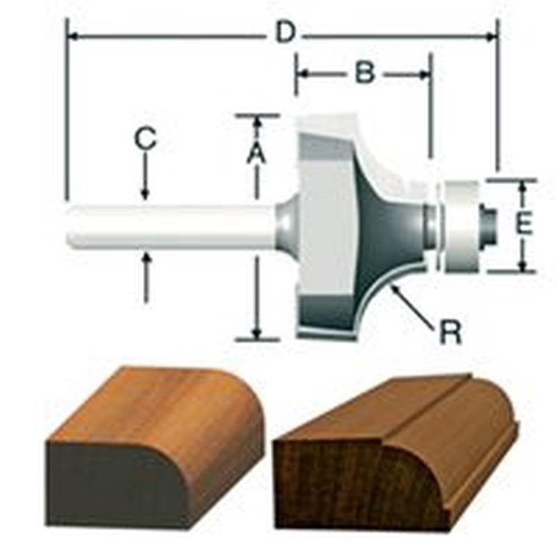 1-8r Roundover Router Bit 2bb