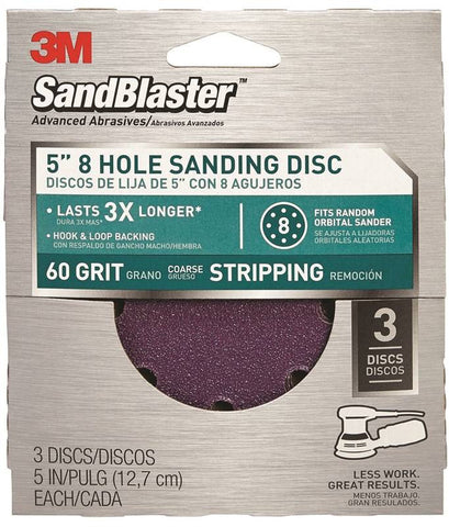 5in 8hole Disc 60grit 3pk