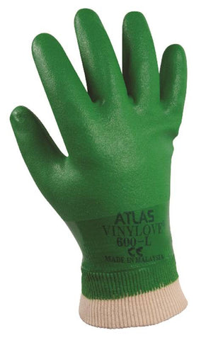 Glove Pvc W-elastic Cuff Lrg