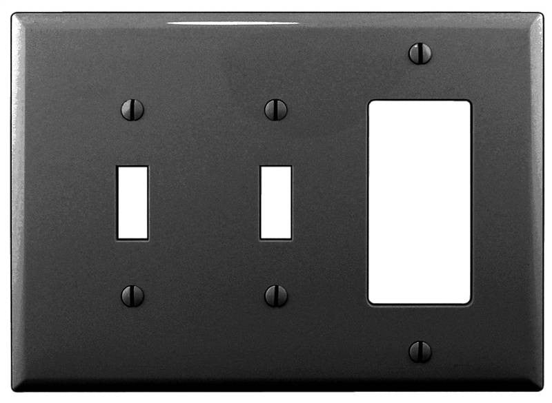 Wallplate 3g 2tgl-decr Mid Blk