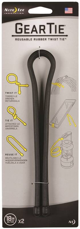 Tie Twist Rubber 18in Blk 2pk