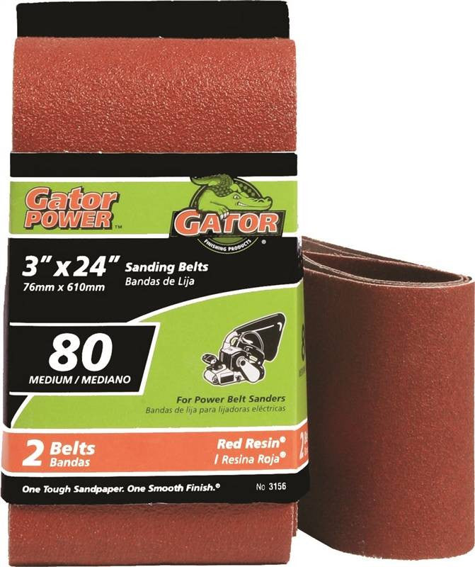 3x24in 80grit Alum Ox Belt 2pk