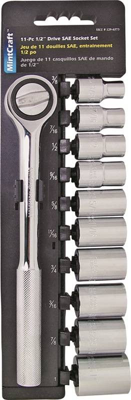 Socket Set 11pc 1-2drive Sae