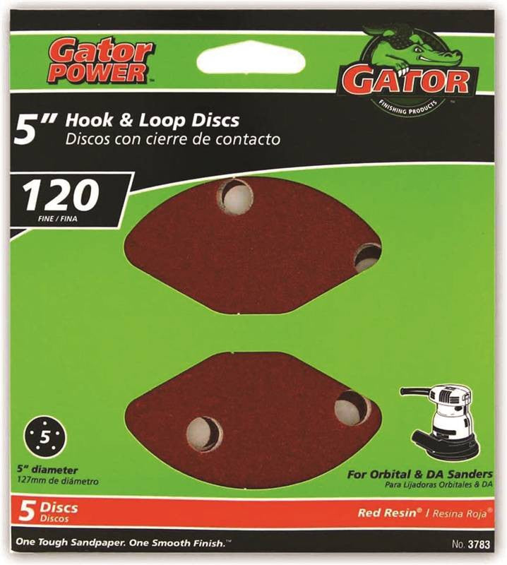 5" 5hole Hook-loop 120grit 5pk