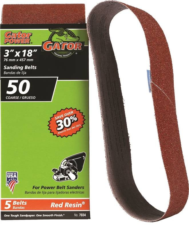 3x18in 50grit Alum Ox Belt 5pk