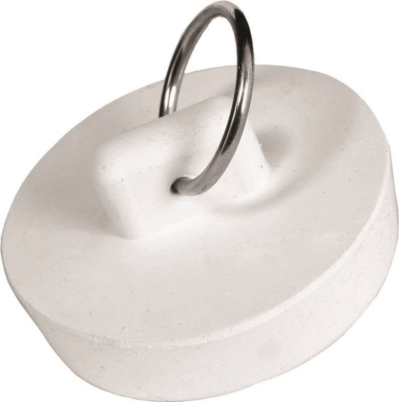 Drain Stopper Wht Rubber 1-1-4