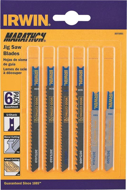 Jigsaw Blade U-shank 6pc Asrt