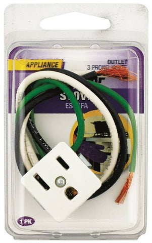 Outlet 3 Prong Wht 3 Wire Lead