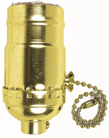 Socket Pull Chain 3 Way Brass